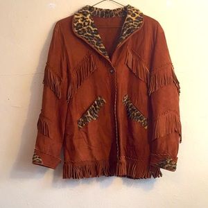Vintage Leopard Tan Tassel Jacket Size Medium